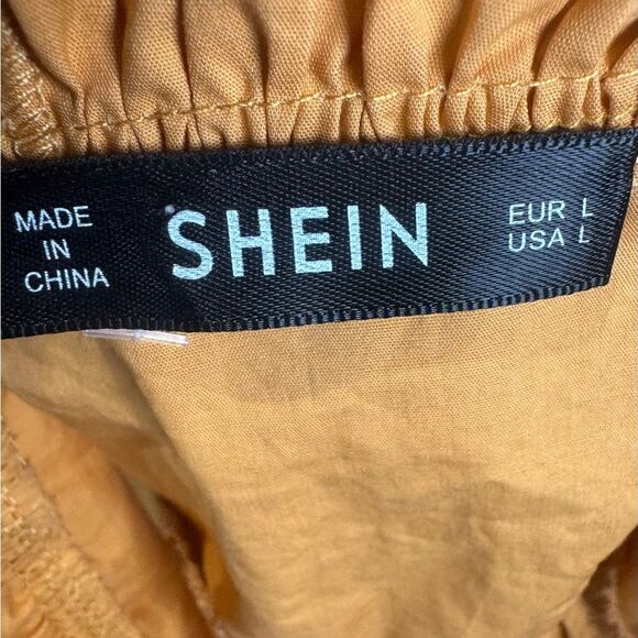 Mustard yellow 100% cotton ruffle bodice peplum crop top size large - Picture 8 of 9